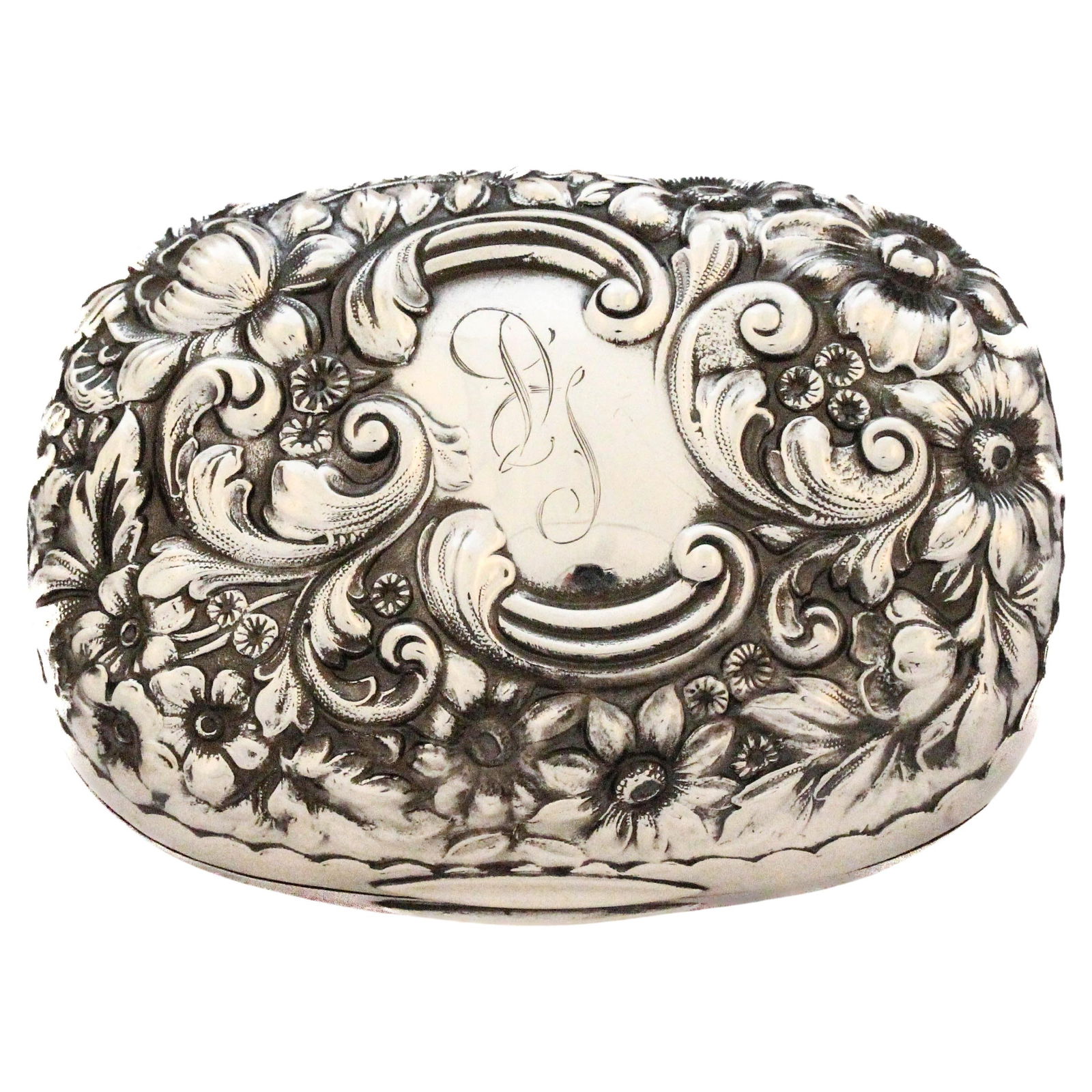 Gorham 1903 Sterling Silver Soap Box with Repousse Floral Design (1 of 6)