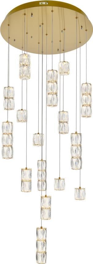 Elegant Lighting Polaris Crystal Gold Pendant Light 72W SMD LED Adjustable (1 of 1)