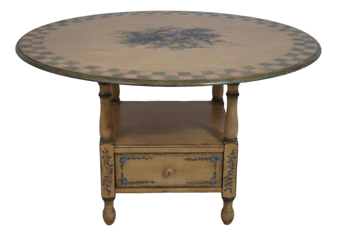 Country Style Round Dining Table with Drawer and Painted Finish (1 of 10)