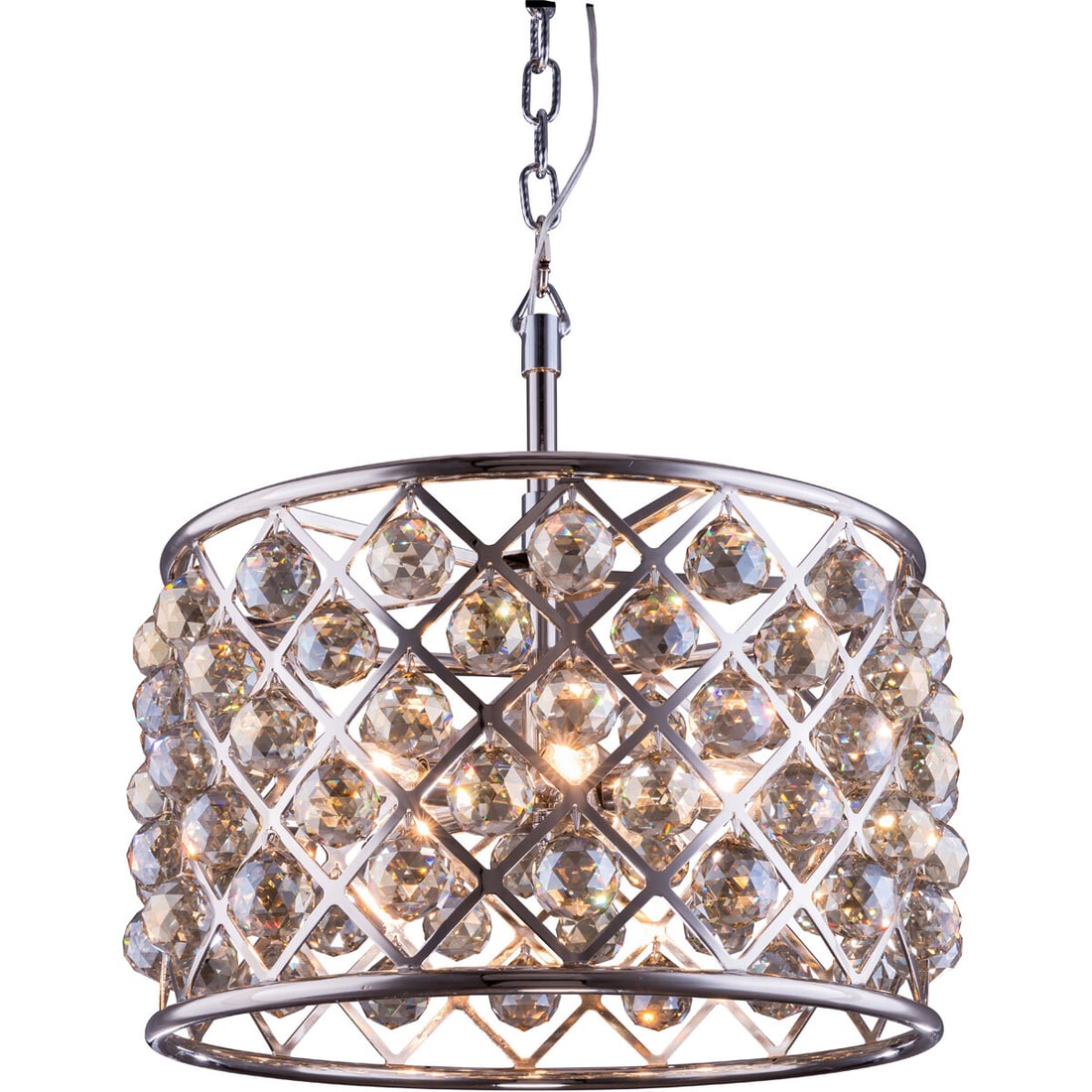 Madison 6-Light Chandelier Polished Nickel Golden Teak Crystals 20-Inch Modern Design (1 of 2)