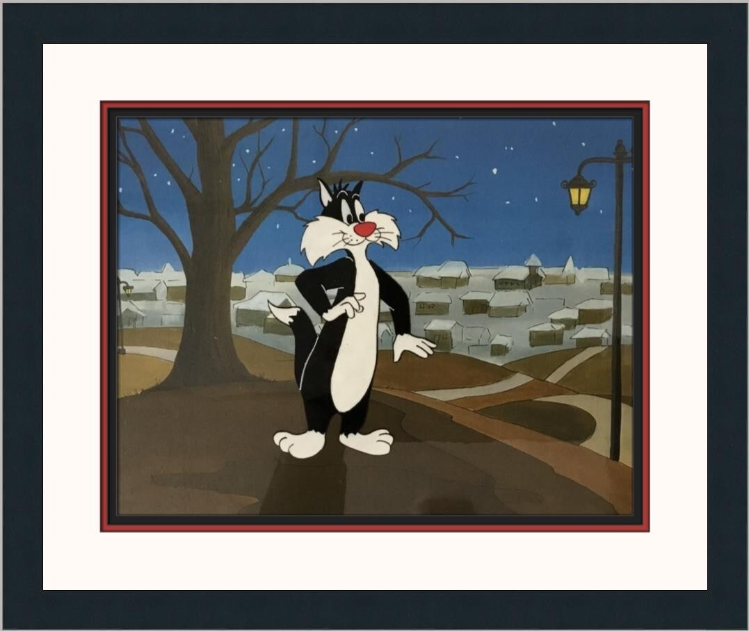 Sylvester Looney Tunes Hand Painted Production Cel Framed by Warner Bros 1980 (1 of 3)