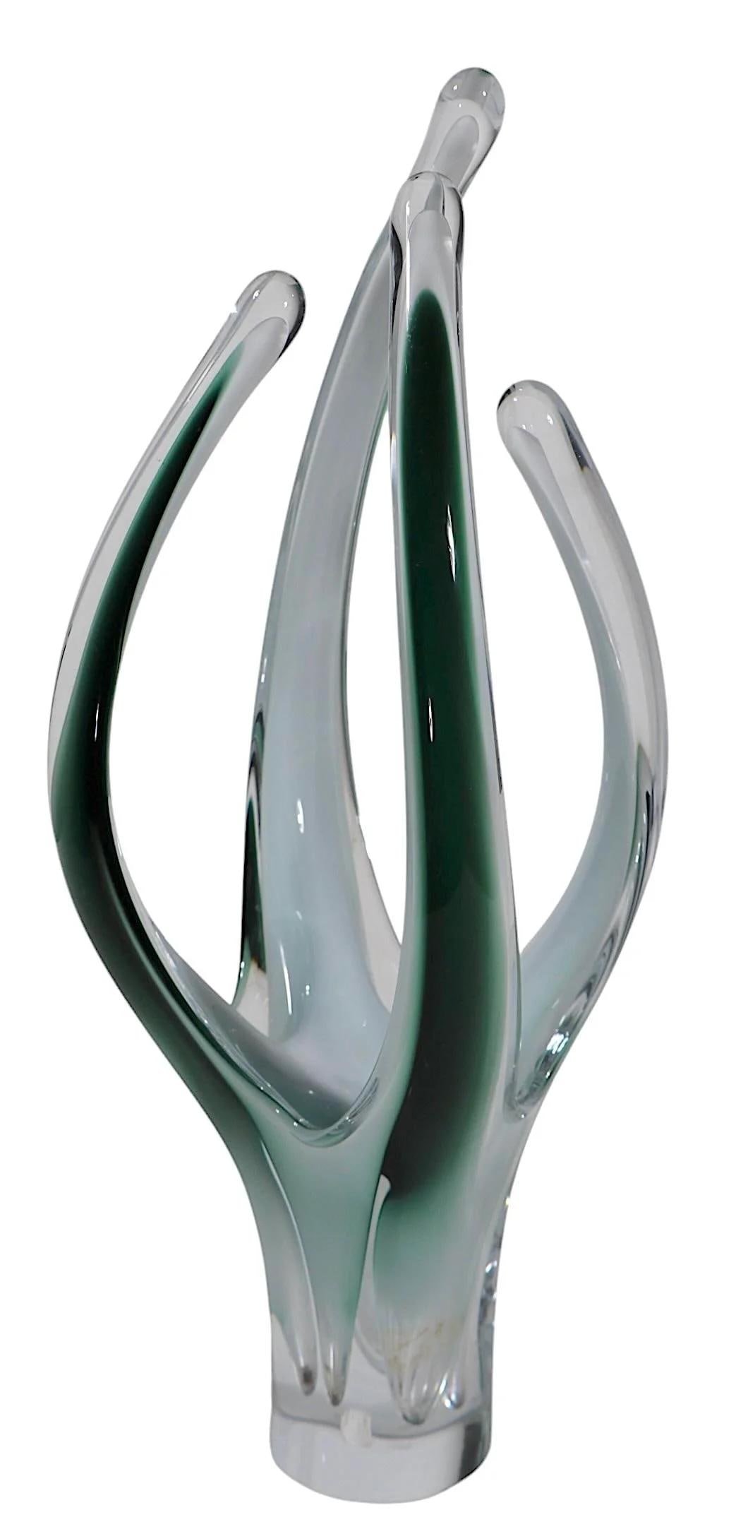 Paul Kedelv Flygsfors Coquille Green Art Glass Vase 20.25 inches - 2