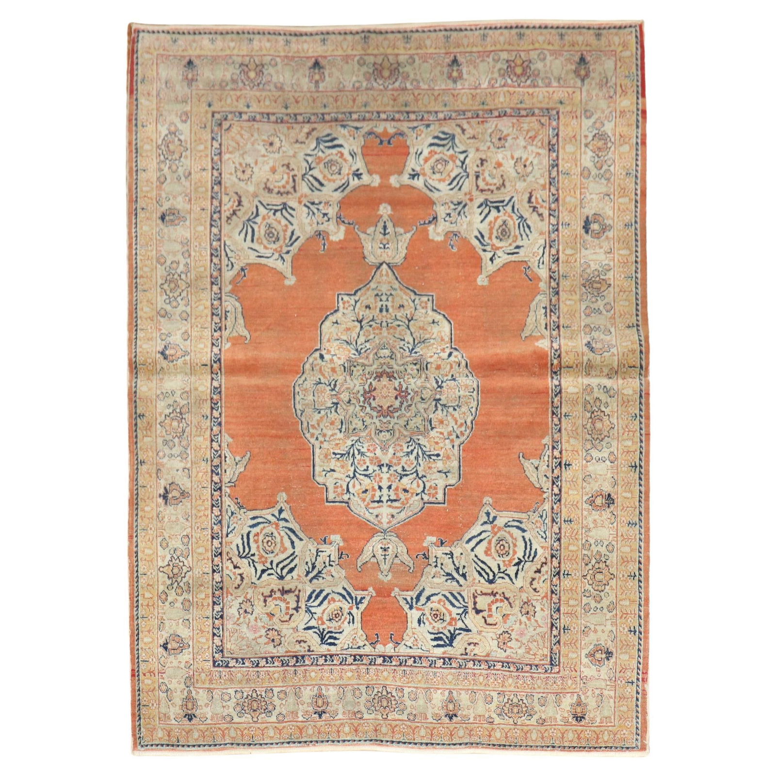 19th Century Hand-Woven Persian Tabriz Rug Wool Floral Design: 19th Century Hand-Woven Persian Tabriz Rug Wool Floral Design Experience the elegance of this stunning 19th century Persian Hadji Jali Li Tabriz rug, a one-of-a-kind masterpiece that showcases the art
