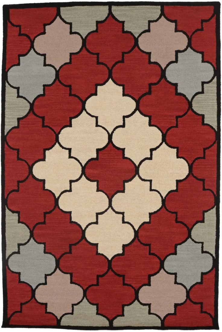 Unique 5x8 Multicolored Trellis Hand-Tufted Wool Rug (1 of 13)