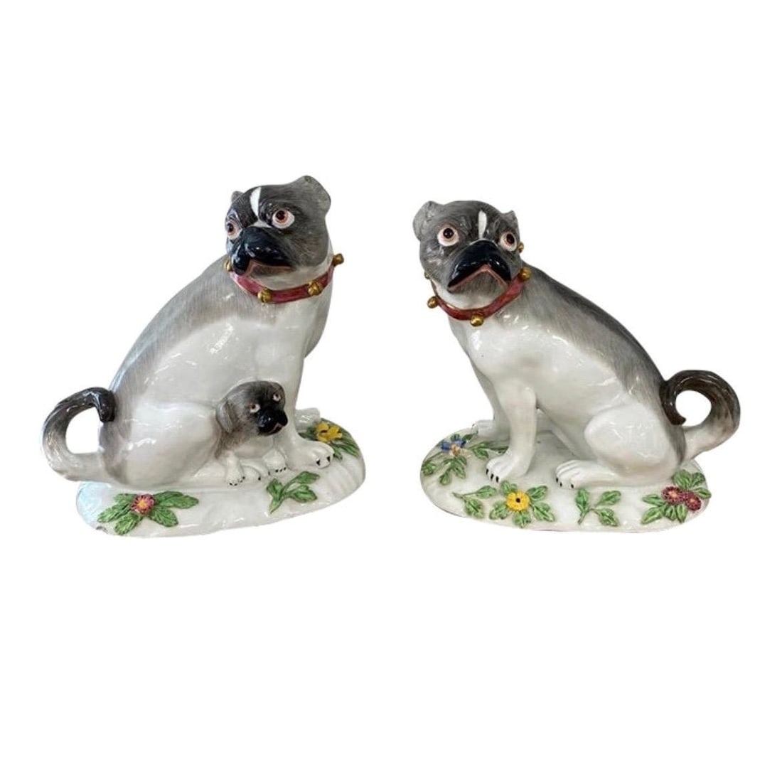 Antique Pair of French Porcelain Bulldogs Inspired by Meissen (1 of 11)