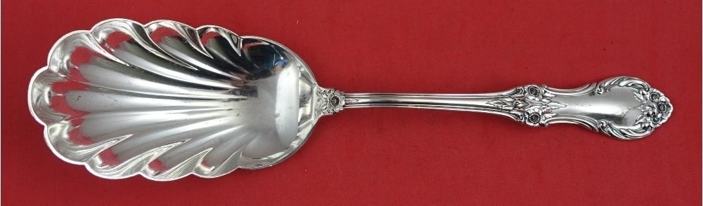 International Sterling Wild Rose Shell Bowl Salad Serving Spoon 9" (1 of 2)