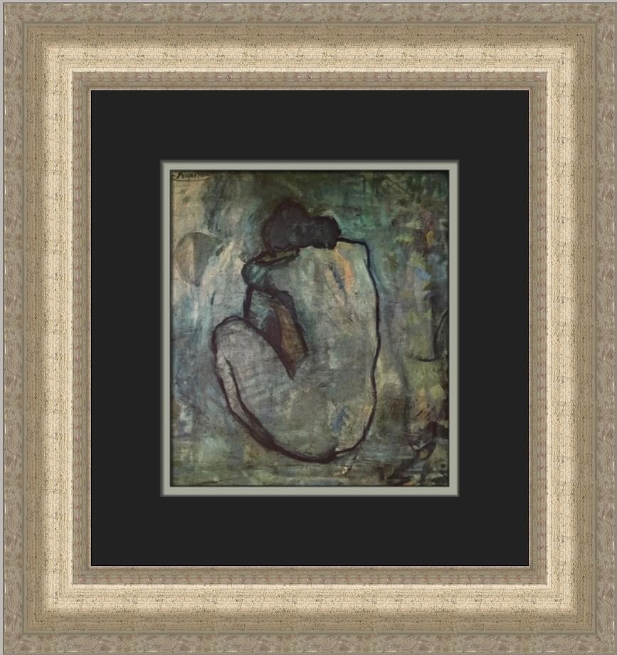 Pablo Picasso Portrait of a Nude Seated Custom Framed Print 1983: Pablo Picasso Portrait of a Nude Seated Custom Framed Print 1983 This captivating print titled "Portrait of a Nude Figure Seated" by Pablo Picasso showcases his unique expressionism realism style. Pro