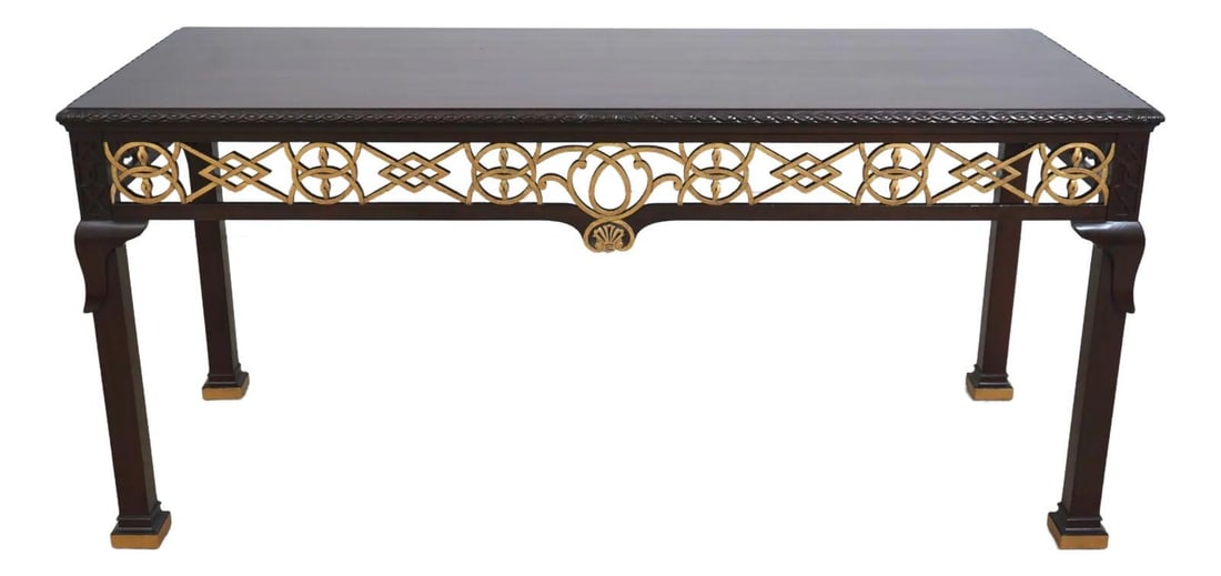 Baker Chippendale Mahogany Library Table with Gold Highlights (1 of 10)