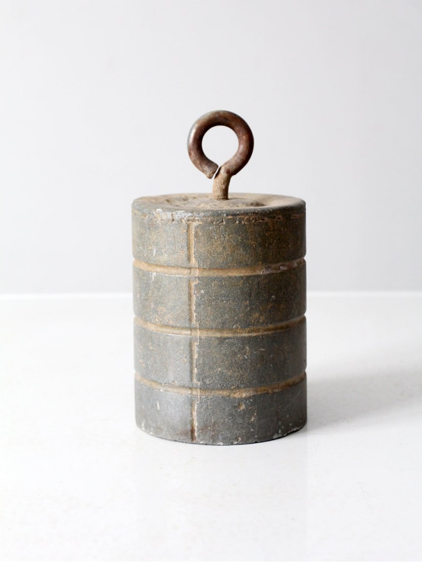 Vintage Cast Iron Weight 5 Inch Diameter 9 Inch Height Industrial Decor (1 of 9)