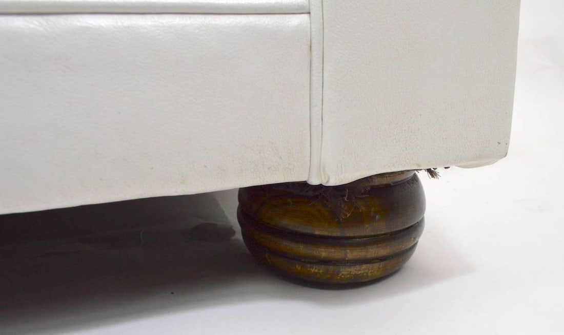 Chesterfield Loveseat Sofa White Vinyl Chic Tufted Design - 4