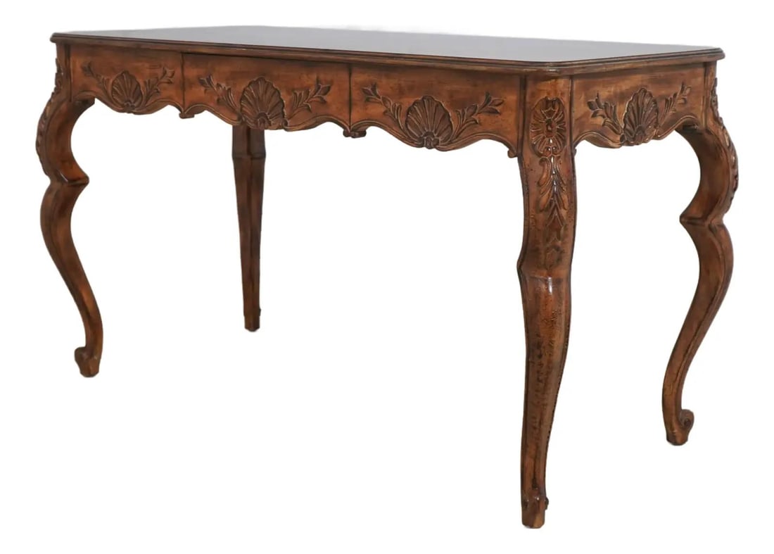 Vintage Italian Continental 1 Drawer Writing Desk in Faux Walnut (1 of 10)