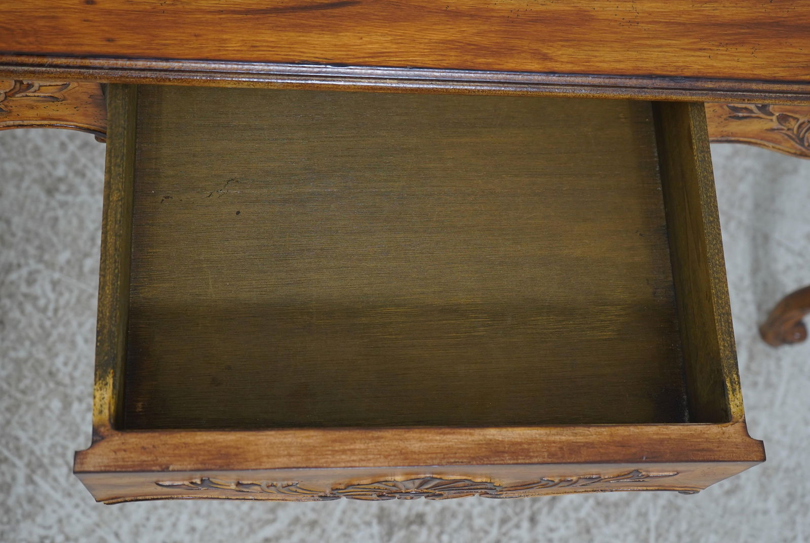 Vintage Italian Continental 1 Drawer Writing Desk in Faux Walnut - 4