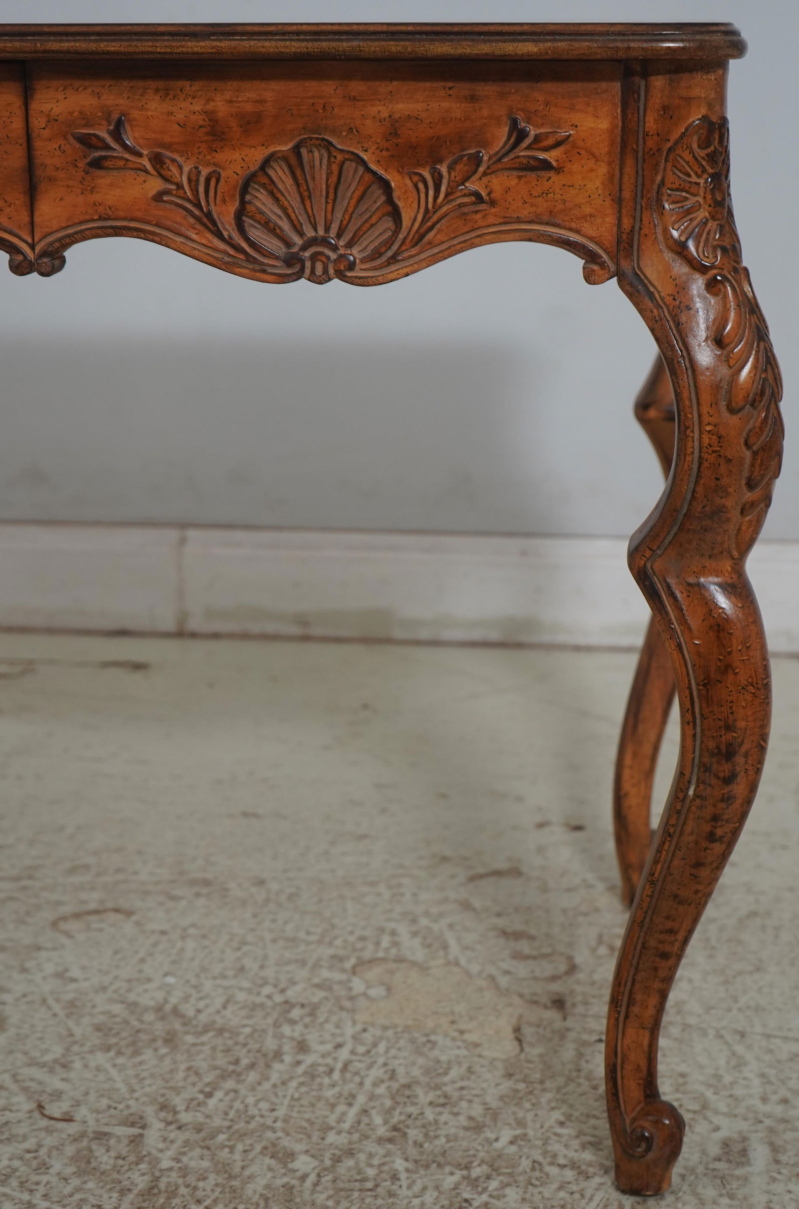 Vintage Italian Continental 1 Drawer Writing Desk in Faux Walnut - 9