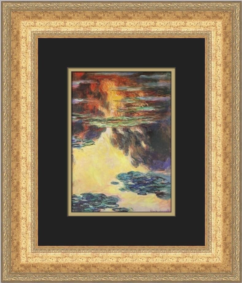 Claude Monet Water Lilies Evening Effect Custom Framed Print 18x15 (1 of 2)