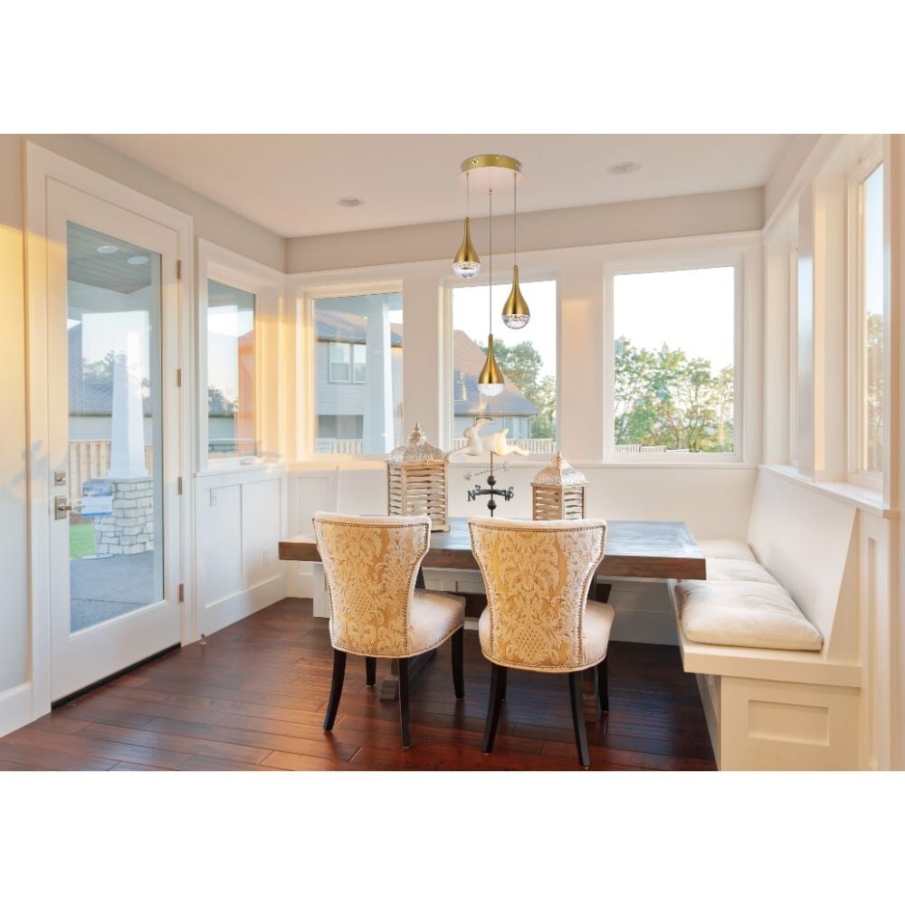 Elegant Amherst Satin Gold 3-Light Pendant Chandelier Fixture (1 of 12)