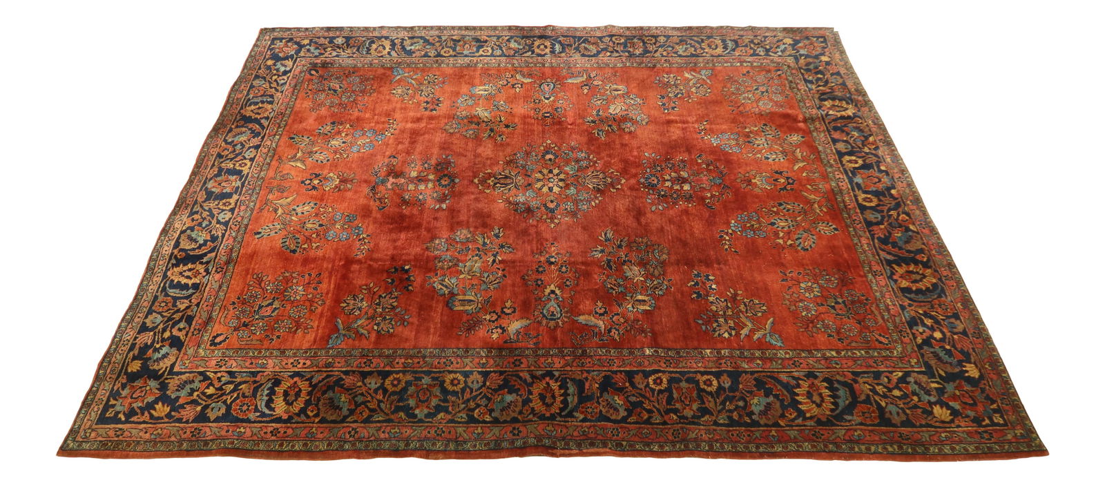 Antique Sarouk Wool Rug C.1880s 9 x 11 Red Vintage Decor (1 of 10)
