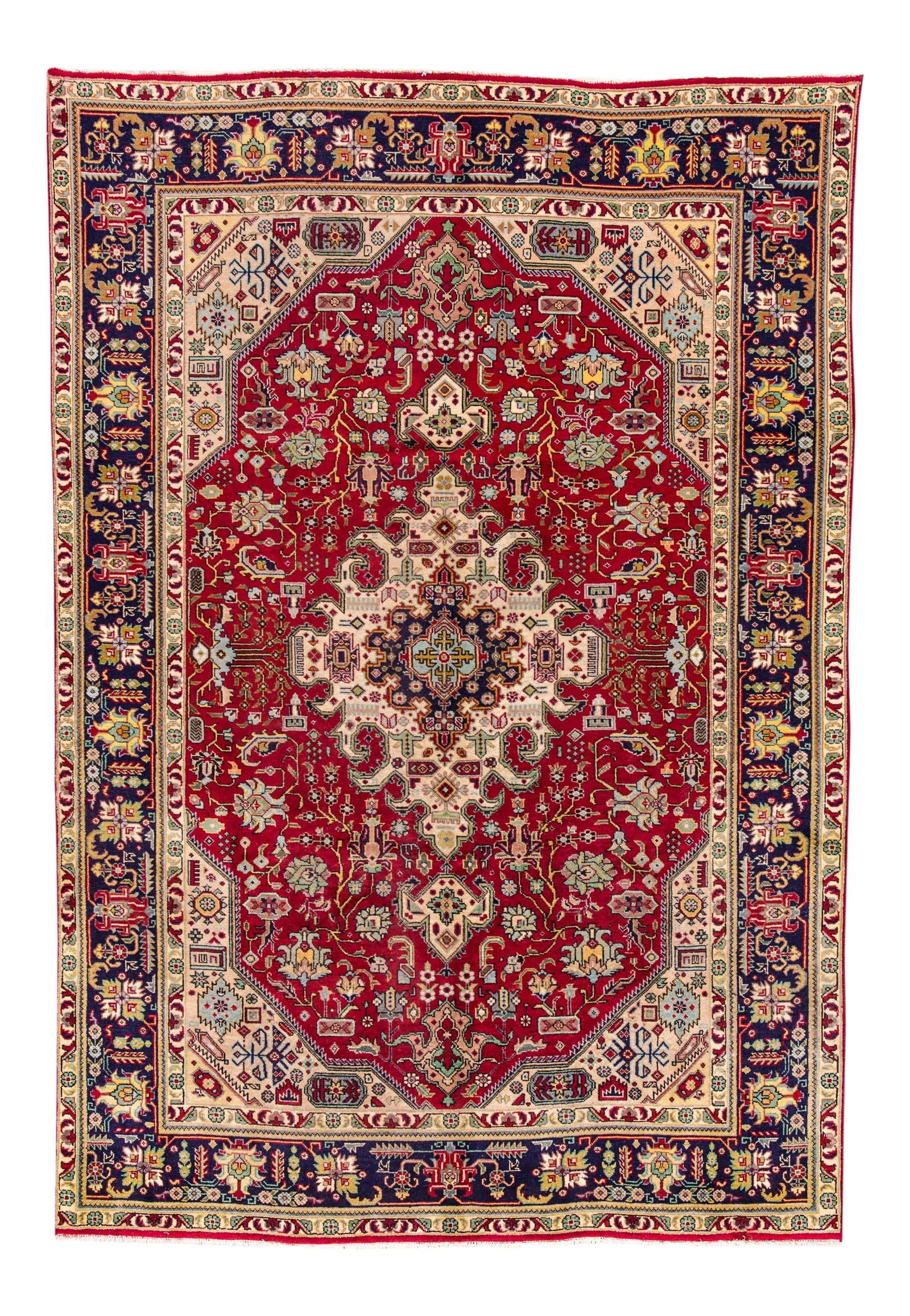 Vintage Persian Tabriz Handmade Wool Rug Red Medallion 1960s (1 of 6)