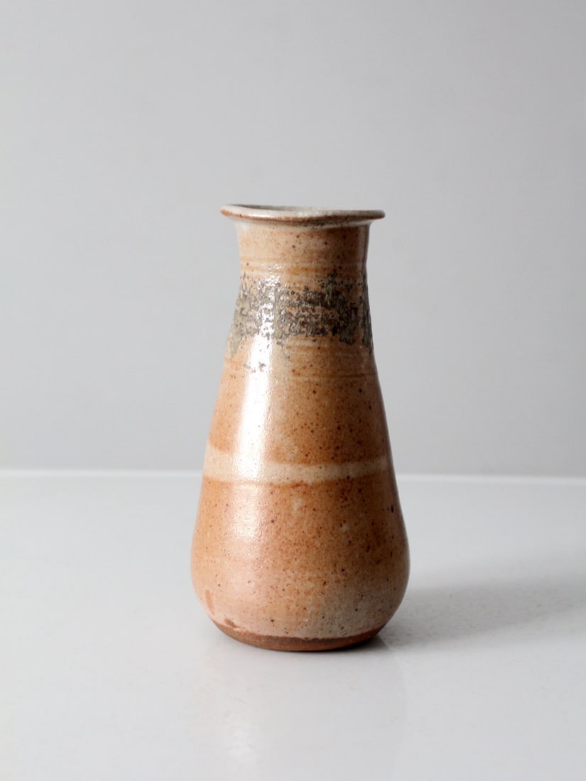 Handmade Vintage Pottery Vase in Muted Peach and Sand Tones (1 of 10)