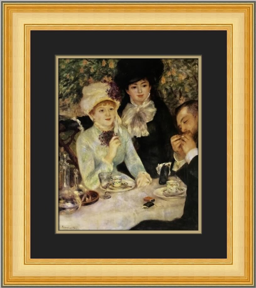 Pierre-Auguste Renoir Le Dejeuner Custom Framed Print 20x19 in Impressionism: Pierre-Auguste Renoir Le Dejeuner Custom Framed Print 20x19 in Impressionism This custom framed print of Pierre-Auguste Renoir's "Le Dejeuner" showcases the artist's signature Impressionist style. Mea