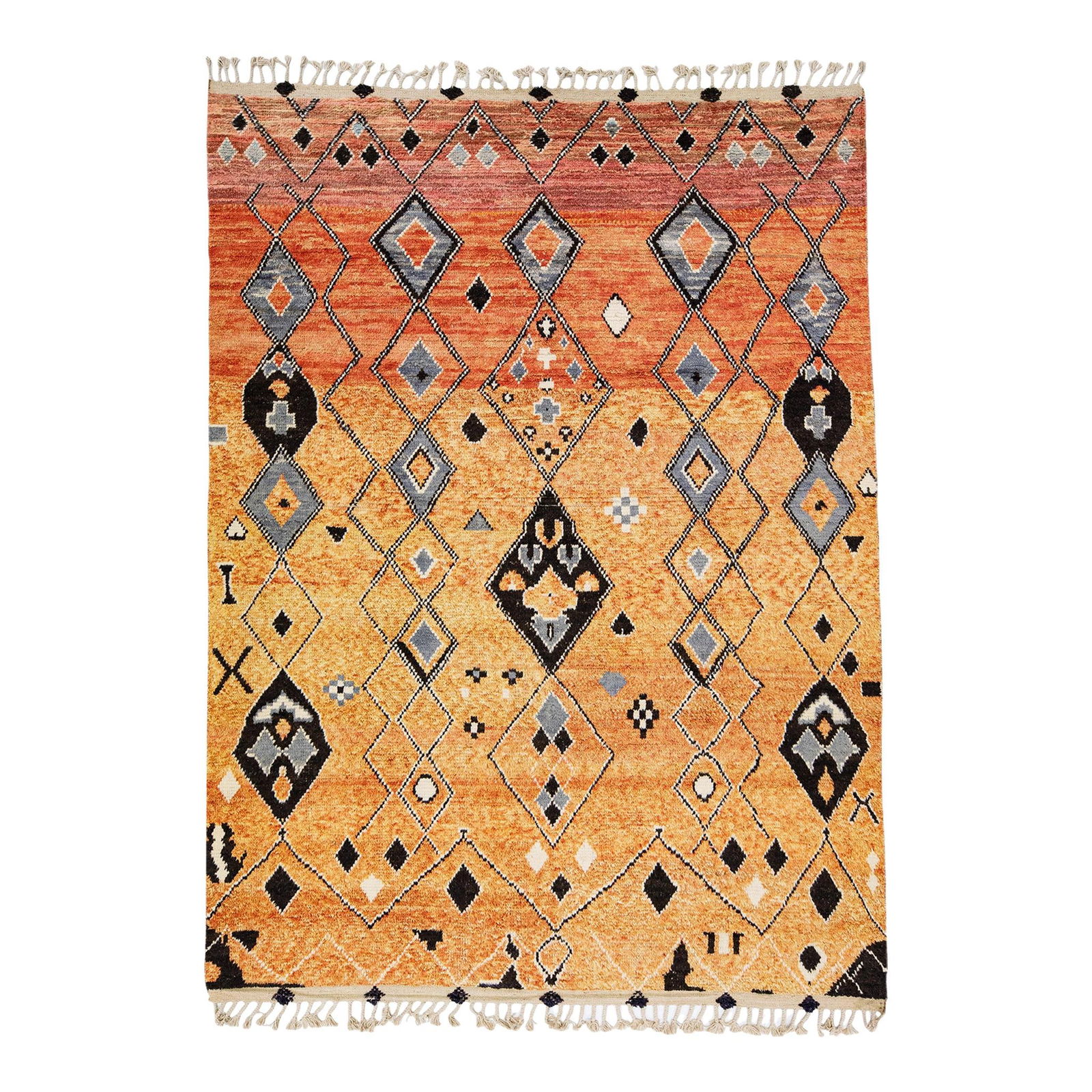 Vibrant Orange Hand-Knotted Moroccan Wool Rug 8' x 10'8 (1 of 10)
