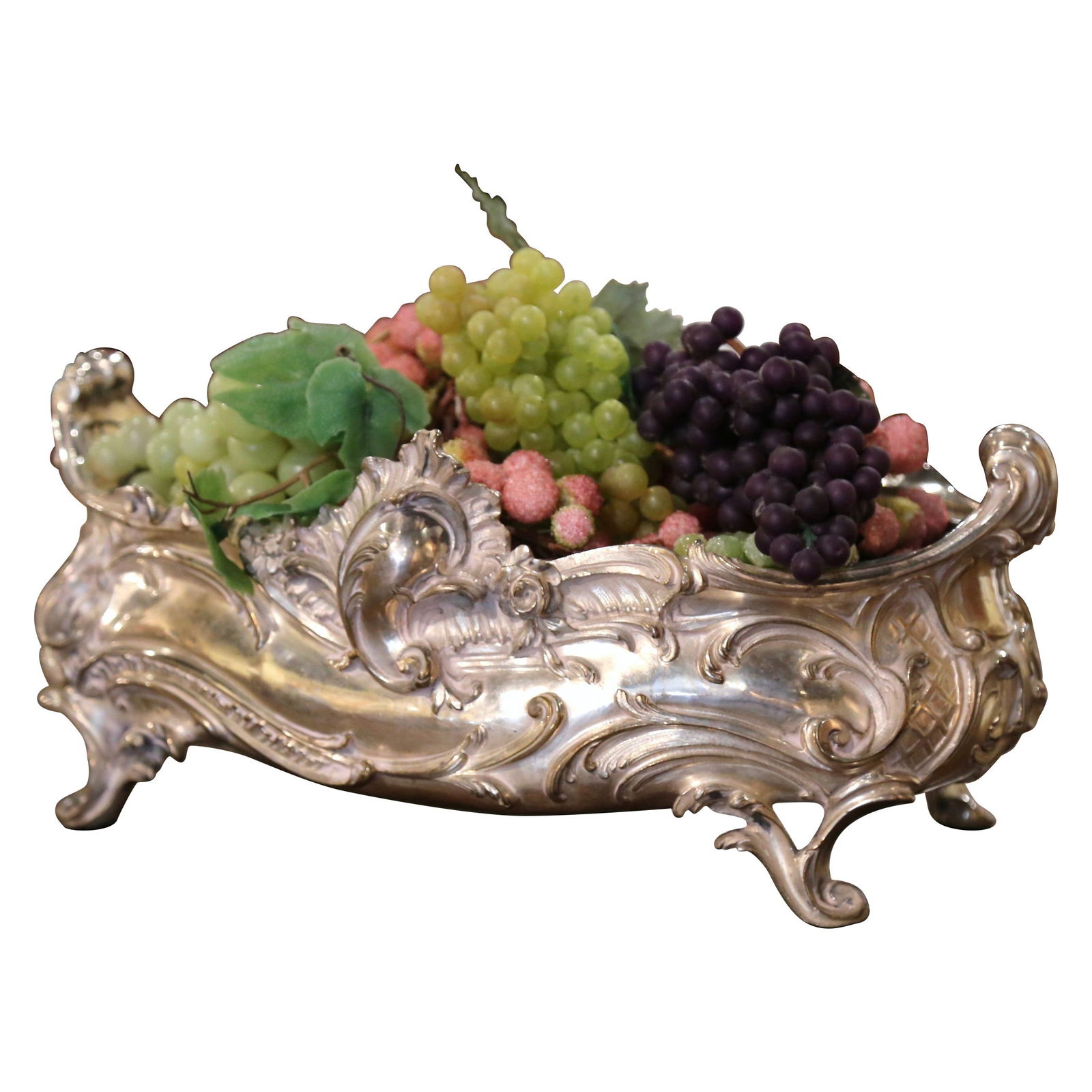 19th Century Louis XV Bronze Silver Plated Jardiniere Centerpiece France (1 of 13)