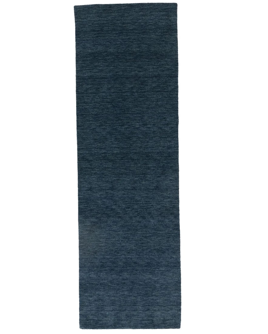 Hand-Loomed Steel Blue Wool Gabbeh Runner Rug 2'6 x 7'10 Modern Solid (1 of 15)