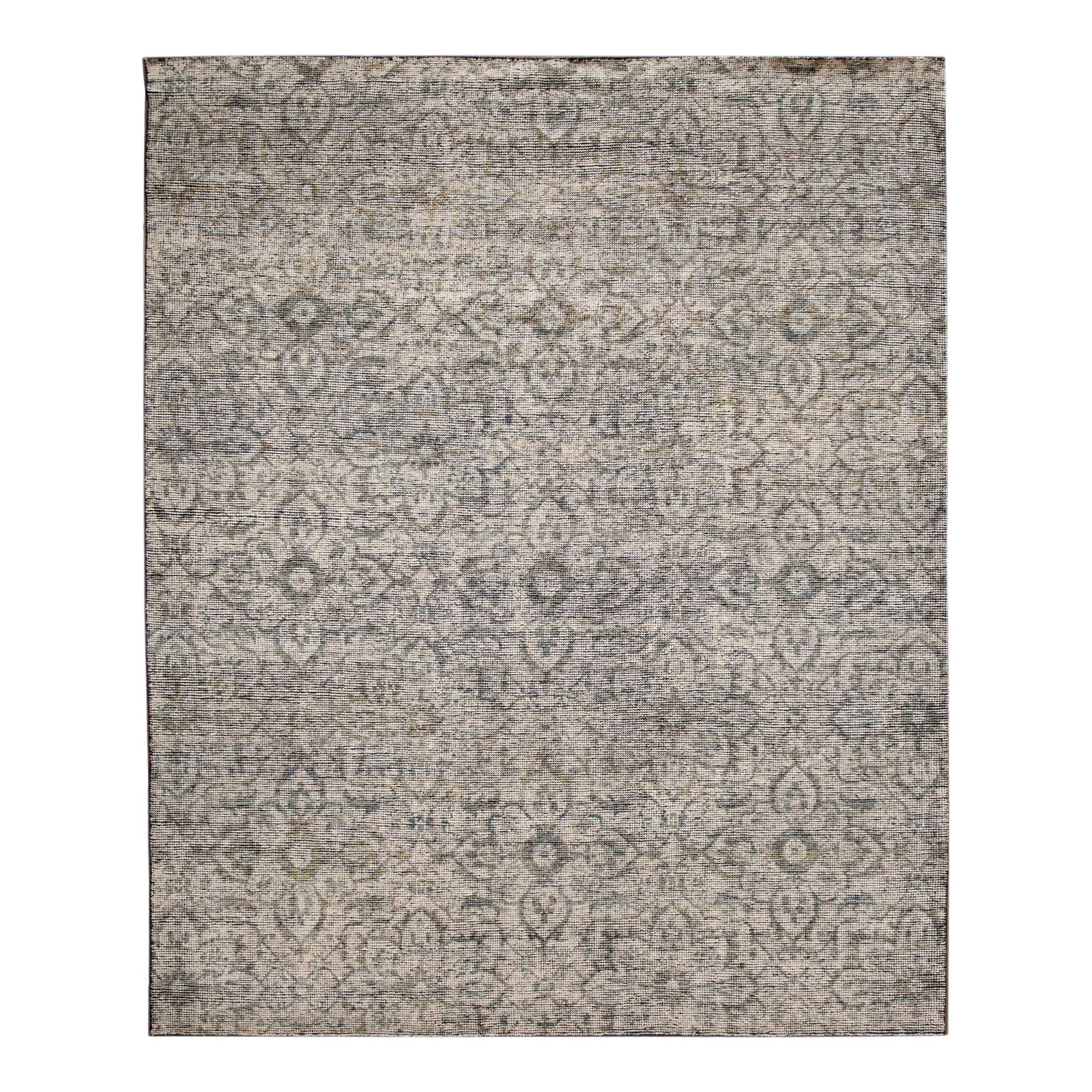 Contemporary Soumak Wool Rug 8 x 10 Gray Floral Design (1 of 7)