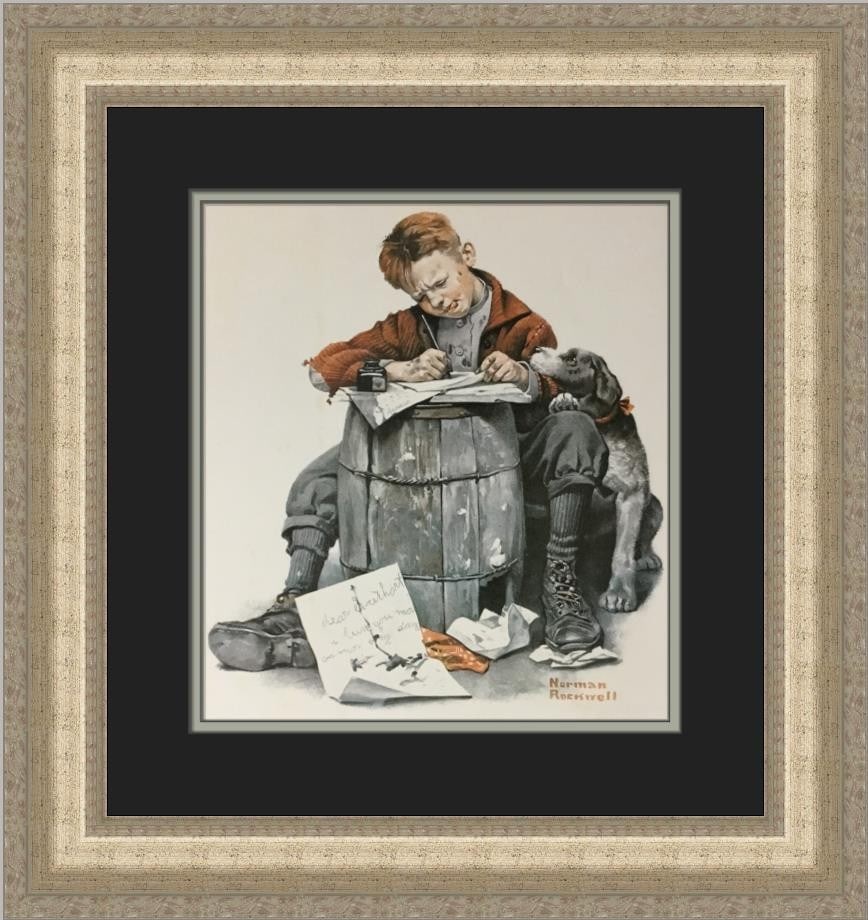 Norman Rockwell Love Letters Custom Framed Art Print 1975 (1 of 2)