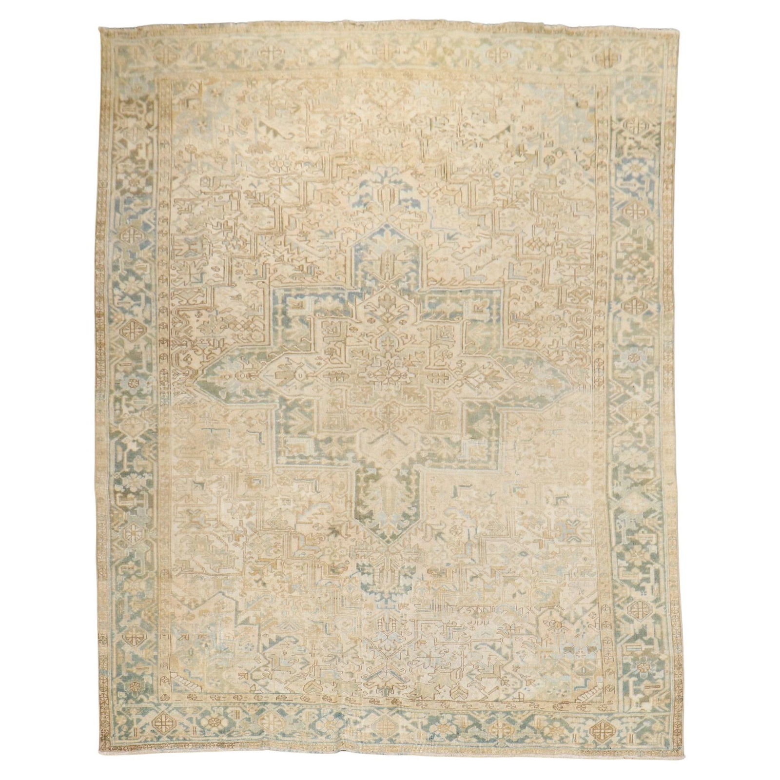 Zabihi Collection Antique Heriz Room Size Rug 97 x 121 Hand-Knotted Wool 1930s Tudor Style (1 of 9)