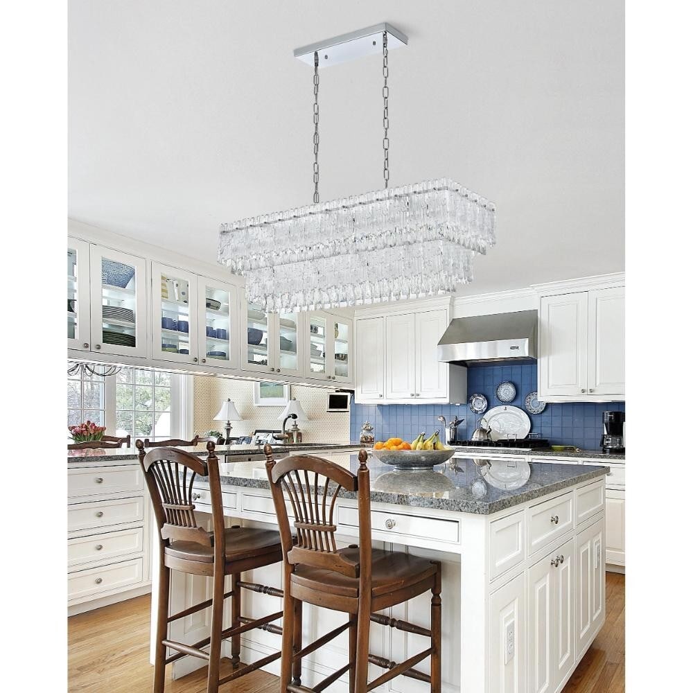 Emilia 6-Light Chrome Chandelier 37-inch Modern Crystal Fixture (1 of 13)
