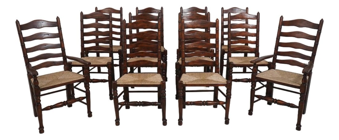 12 Castle Bromwich Style Dining Chairs with Rush Seats Set of 12 (1 of 10)