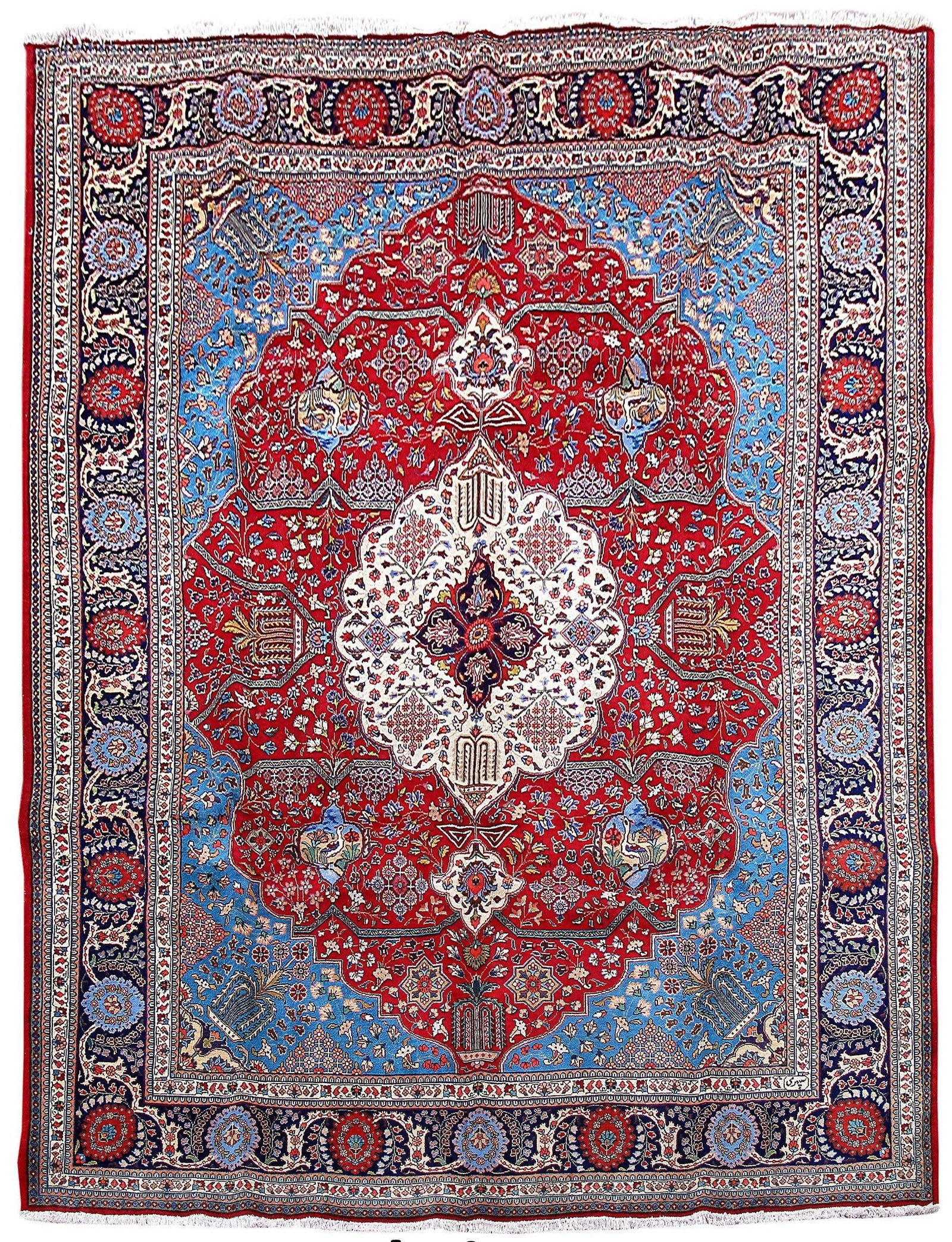 Exquisite 9'10" x 12'10" Red Handmade Persian Tabriz Rug (1 of 6)
