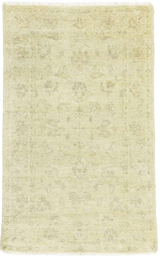 Handmade Transitional Oriental Rug 3x5 ft Floral Design Wool Beige: Handmade Transitional Oriental Rug 3x5 ft Floral Design Wool Beige Enhance your home decor with this Handmade Transitional Oriental Rug featuring a muted beige floral design. This area rug, measuring