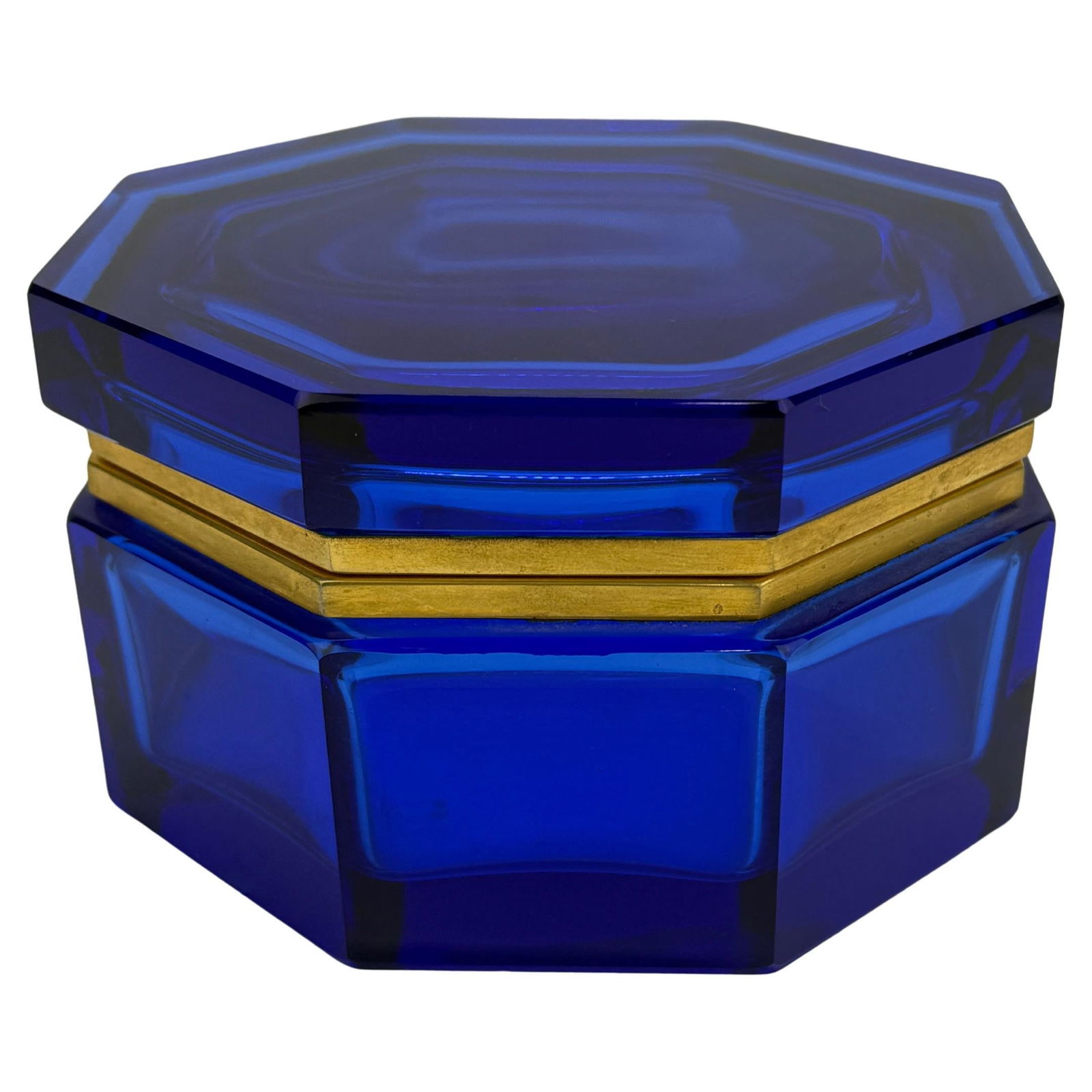 Mid-Century Cobalt-Blue Glass Casket Octagonal Form France 1970 (1 of 8)
