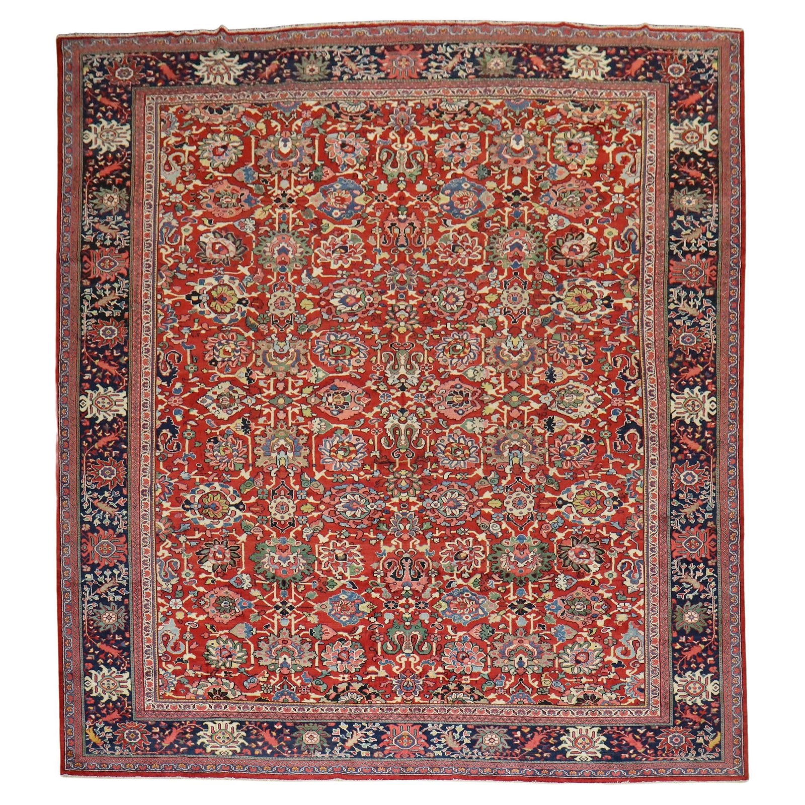 Zabihi Collection Antique Persian Mahal Rug 128 x 161 Red Wool Sultanabad 1920 (1 of 12)