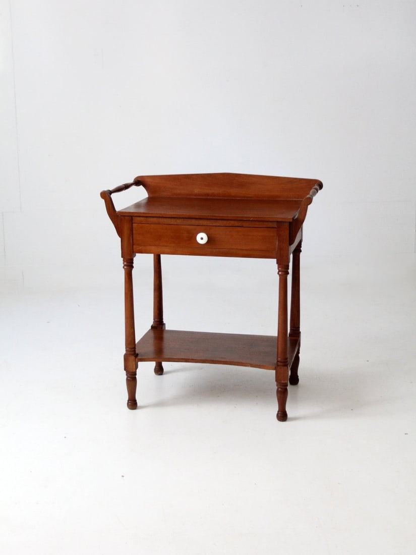 Vintage 19th Century Victorian Washstand Table with Drawer and Shelf (1 of 9)