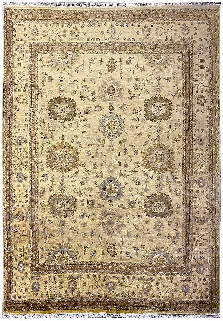 8' x 10' Handmade Agra Oushak Wool Rug with Intricate Patterns (1 of 11)