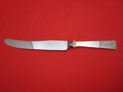Dirk Van Erp Pattern 2 Sterling Silver Dinner Knife 9" Monogrammed KGA: Dirk Van Erp Pattern 2 Sterling Silver Dinner Knife 9" Monogrammed KGA This exquisite dinner knife features the elegant Pattern 2 design by renowned artisan Dirk Van Erp. Crafted from high-quality ste
