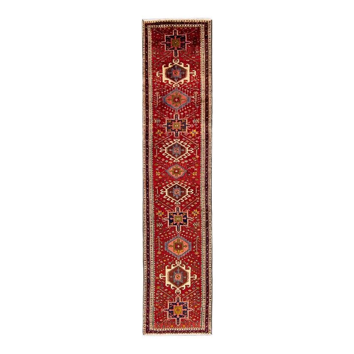Antique Red Heriz Handmade Wool Geometric Runner 2'3 x 10'10 (1 of 10)