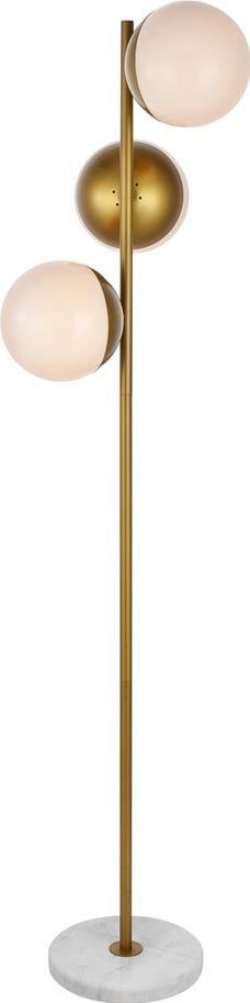 Eclipse Collection Brass Milk Finish Floor Lamp with Glass and Marble Accents (1 of 1)