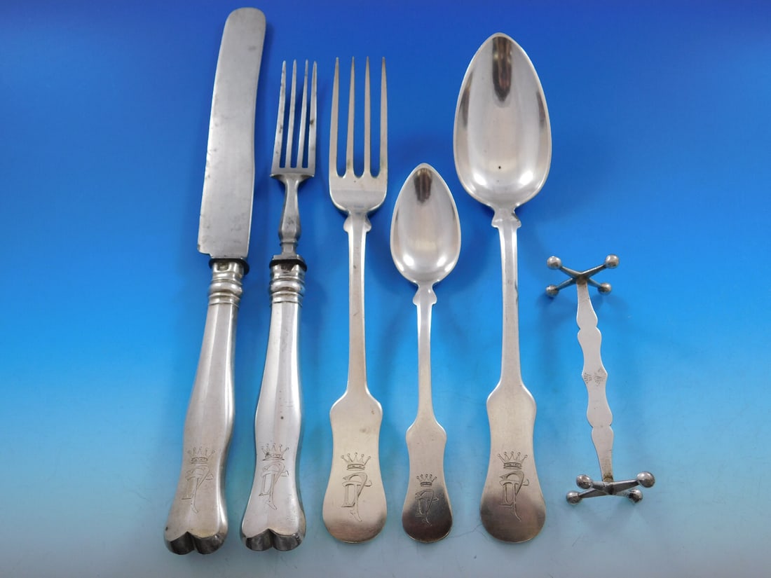 Thomas Dub Fiddle 812 Silver Flatware Set 66 Pieces 1863 Austria (1 of 8)