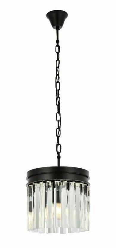 Sydney 3-Light Matte Black Crystal Pendant Chandelier 12 Inch Modern Design (1 of 9)