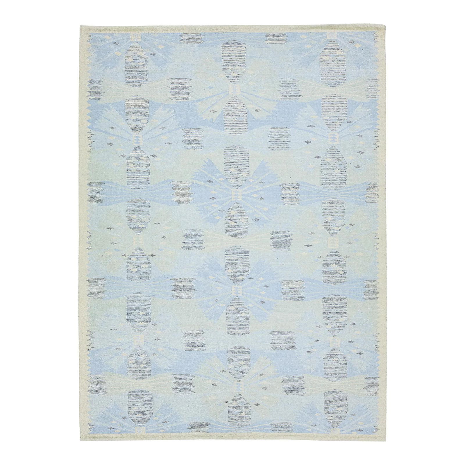 Handmade Swedish Wool Silk Rug 9' x 12'2' Light Blue Design (1 of 9)