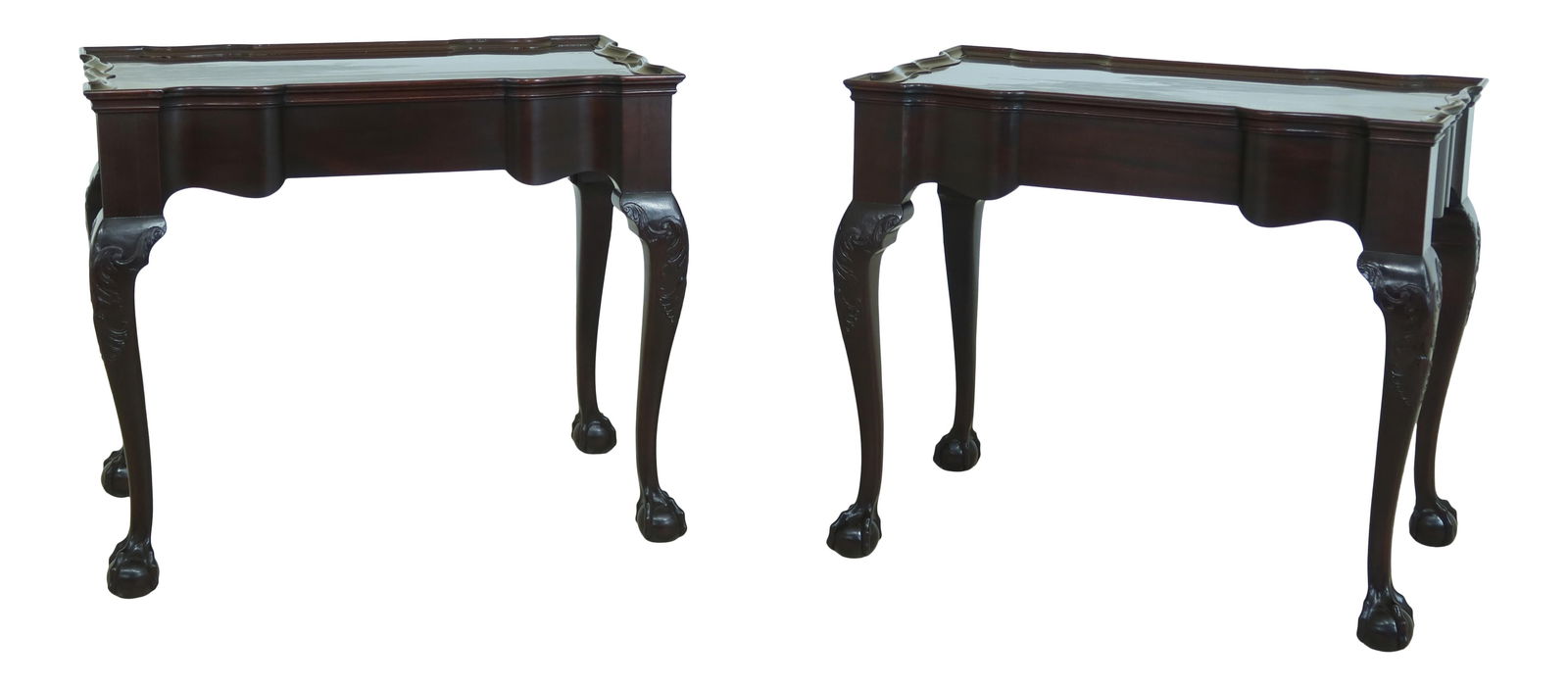 Pair of 1920s Newport Mahogany Tea Tables Chippendale Style (1 of 10)