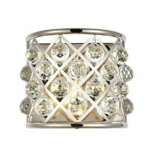 Madison Royal Cut Crystal Wall Sconce with Polished Nickel Finish 11.5 Inch (1 of 8)