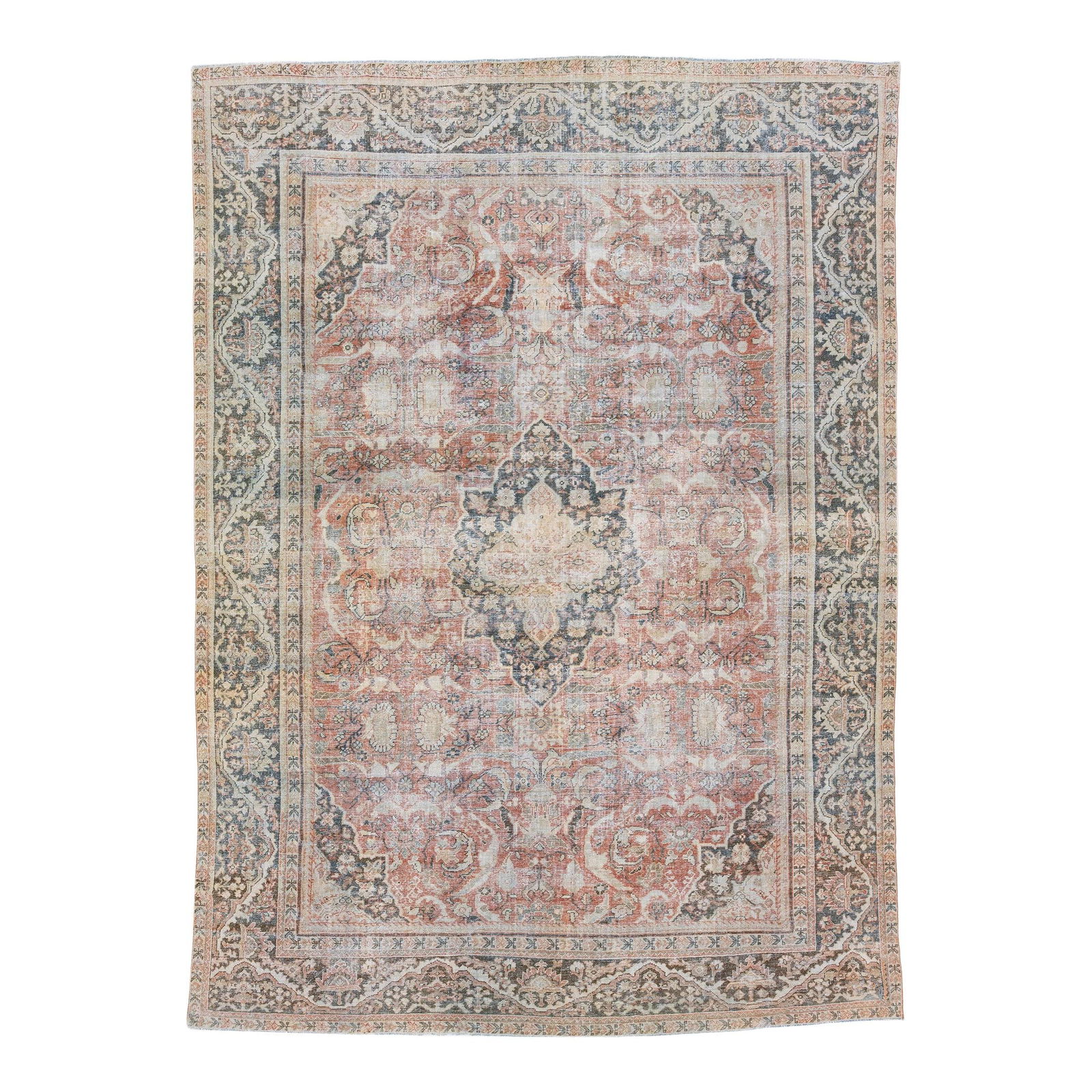 1920s Handmade Persian Mahal Wool Rug Red Medallion 10'9 x 14'10 (1 of 7)