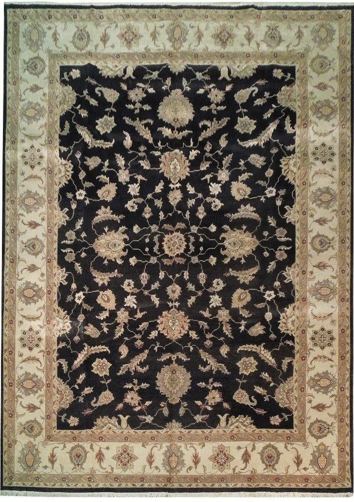 10 x 13.9 Black Vegetable Dyed Chobi Rug Handmade in India (1 of 6)