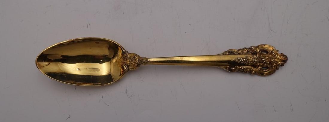 Wallace Grande Baroque Gold Sterling Silver Serving Spoon 8 3/4" (1 of 2)