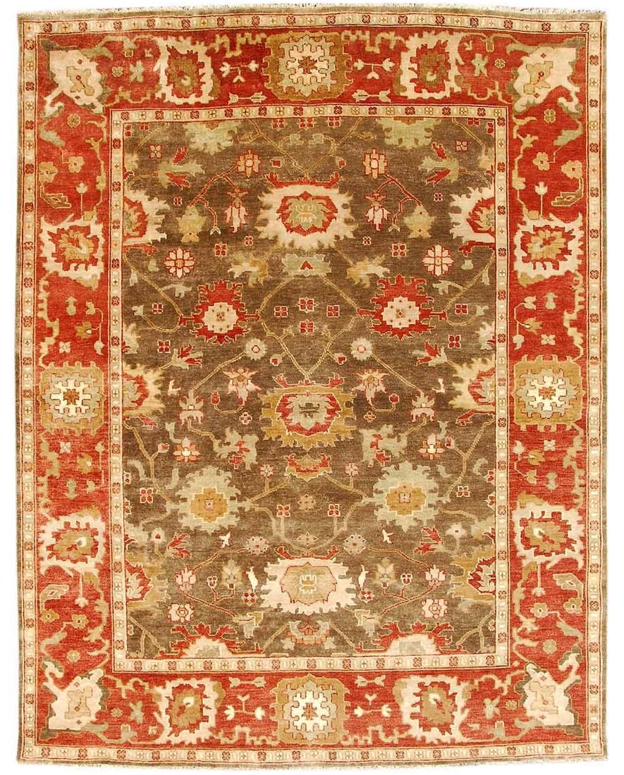 New Handmade Oushak Rug 9.2ft x 11.10ft in Brown (1 of 6)