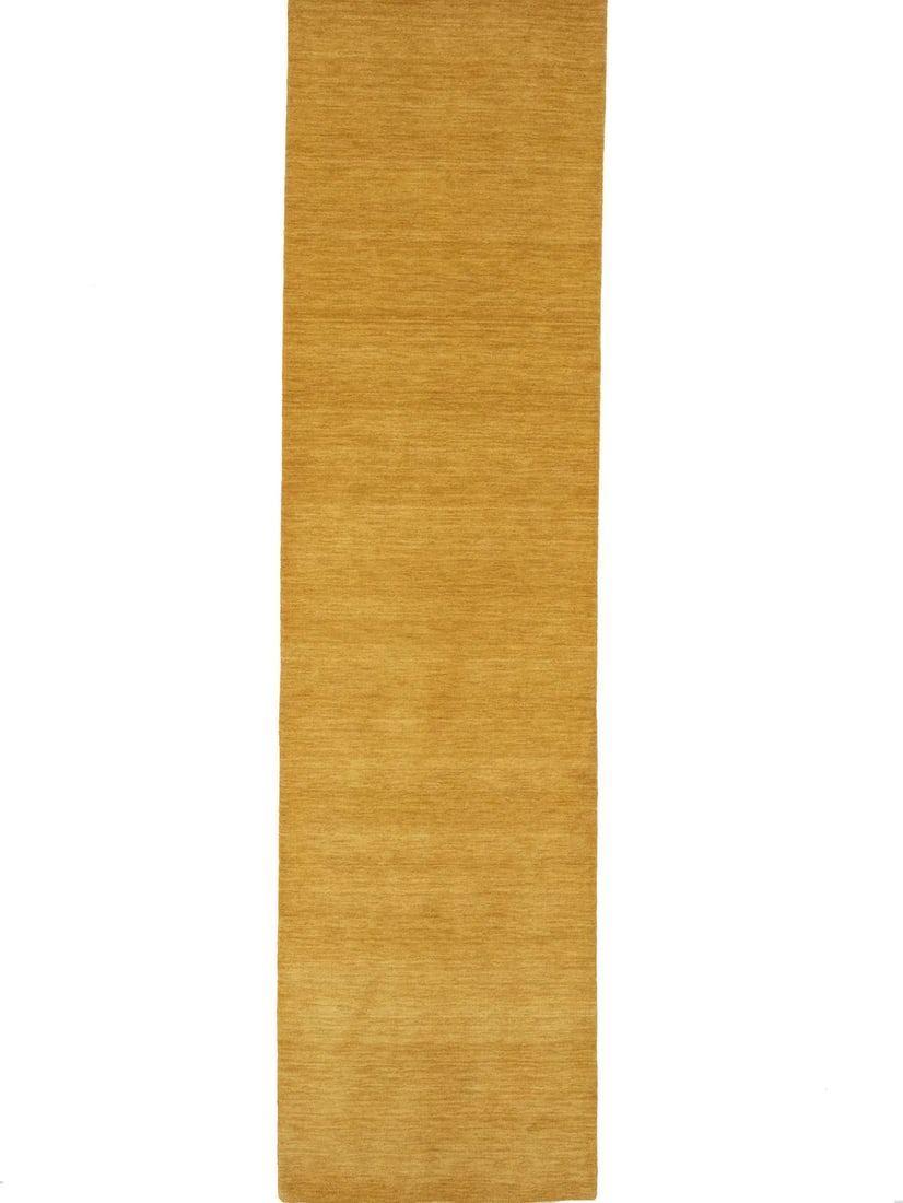 Solid Gold Hand-Loomed 3x10 Gabbeh Wool Runner Rug Modern Home Decor (1 of 13)